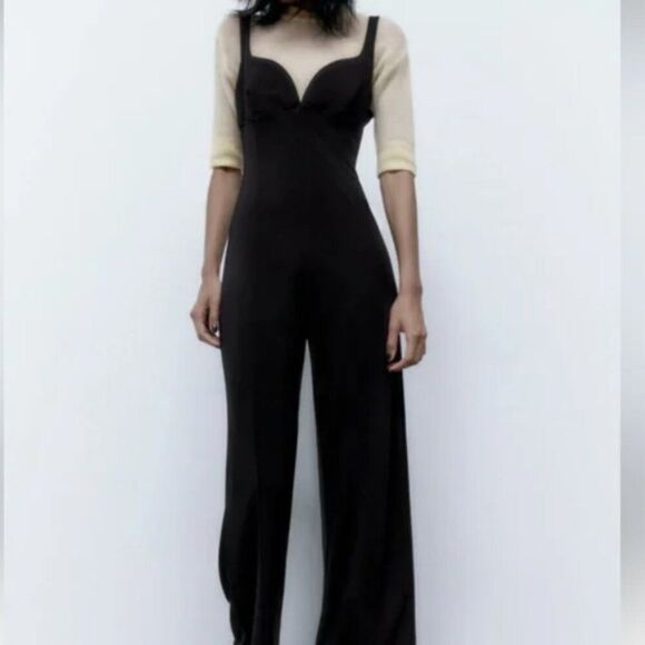 Zara Pants - Zara Sweetheart Neckline Black Jumpsuit Size Small